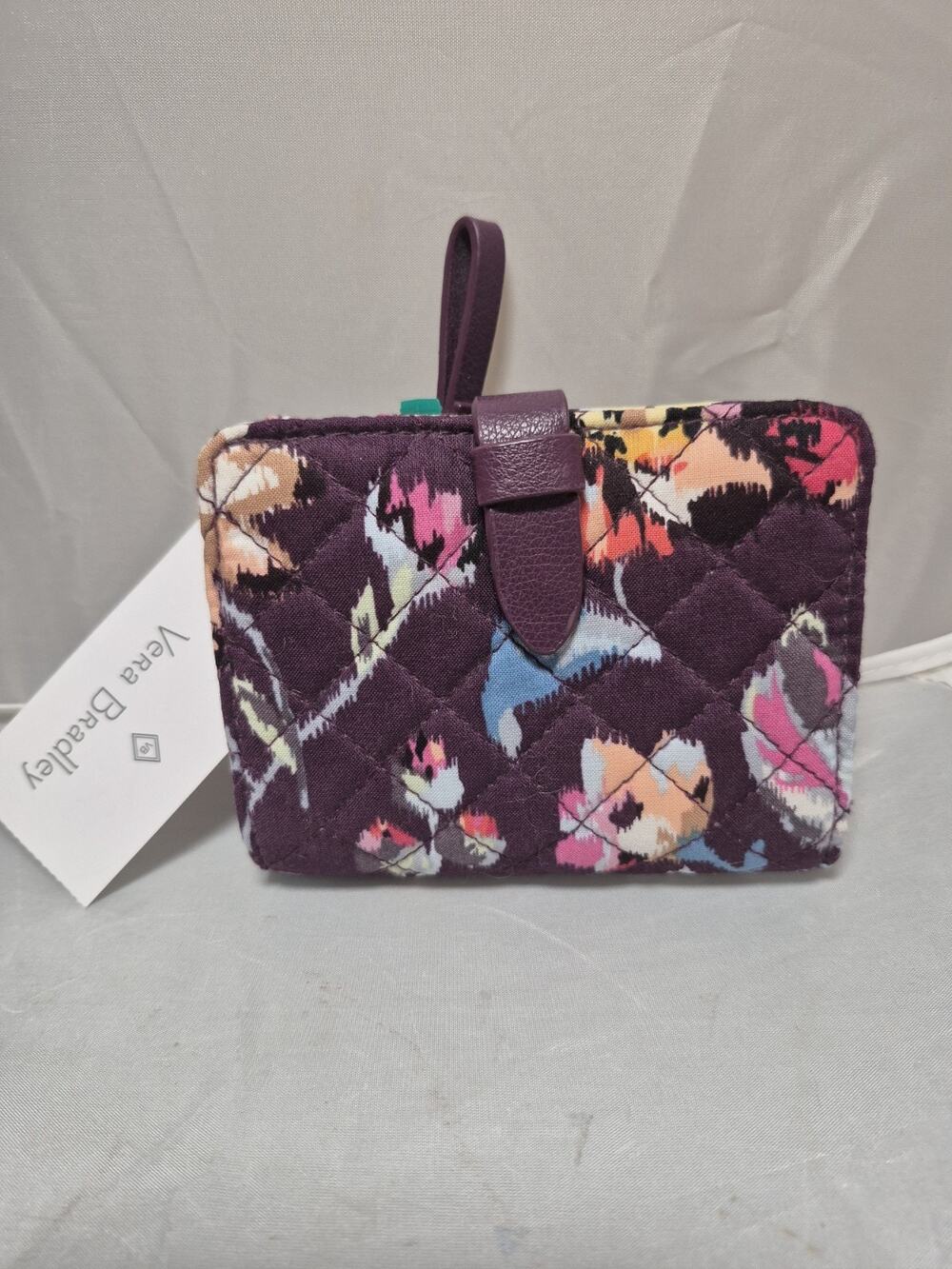 Vera Bradley Small Wallet Womens OS Purple Indiana Rose NEW RFID Floral Quilted